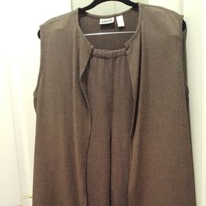Chico's Pant suit. Brown pants w/ long vest.